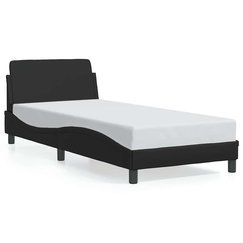 Bettgestell Schwarz 90x190 cm Kunstleder