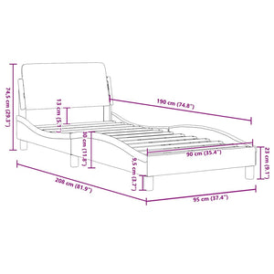 Bettgestell Braun 90x190 cm Kunstleder