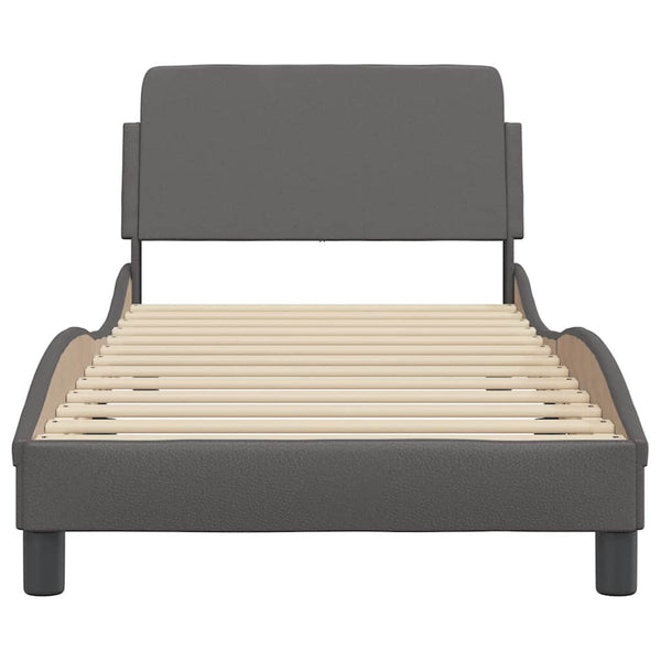 Bettgestell Grau 90x190 cm Kunstleder