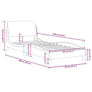 Bettgestell Grau 90x190 cm Kunstleder