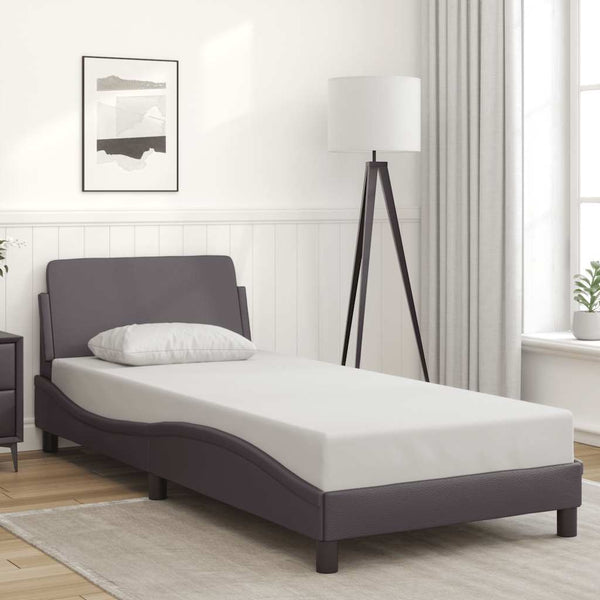 Bettgestell Grau 90x190 cm Kunstleder