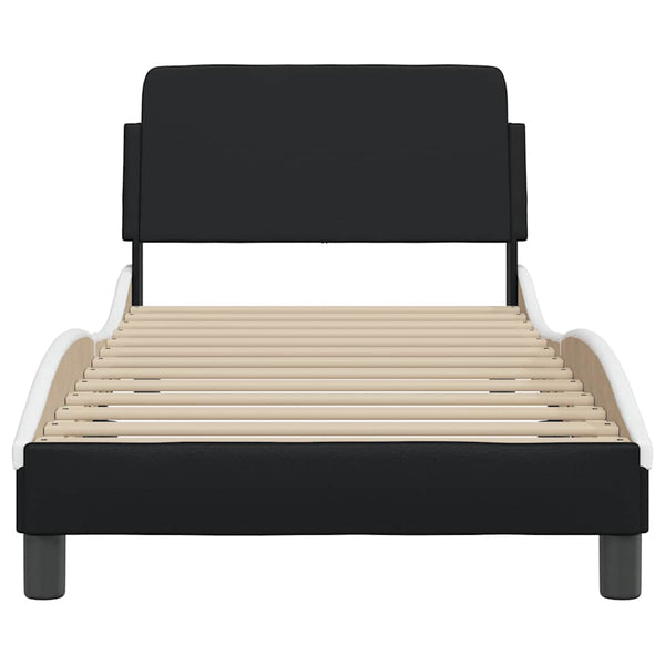 Bettgestell Dover 90x190 cm Schwarz/Weiß Kunstleder