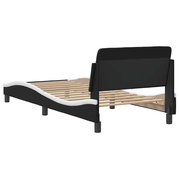 Bettgestell Dover 90x190 cm Schwarz/Weiß Kunstleder