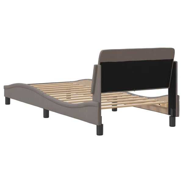 Bettgestell Taupe 90x200 cm mit Kopfteil