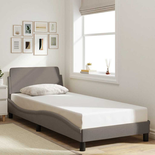 Bettgestell Taupe 90x200 cm mit Kopfteil