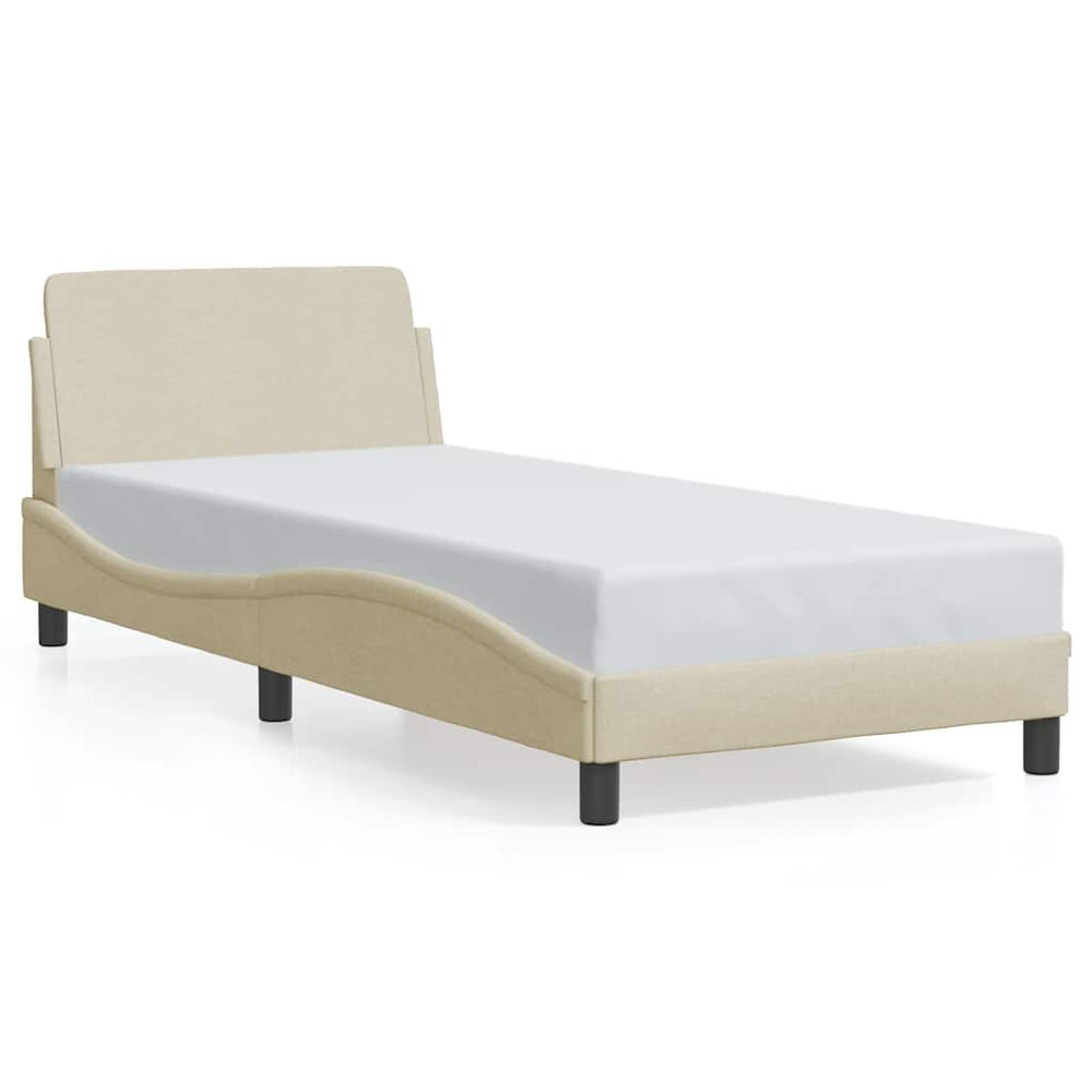 Bettgestell Creme 90x200 cm mit Kopfteil