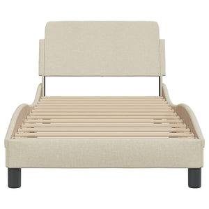 Bettgestell Creme 90x200 cm mit Kopfteil