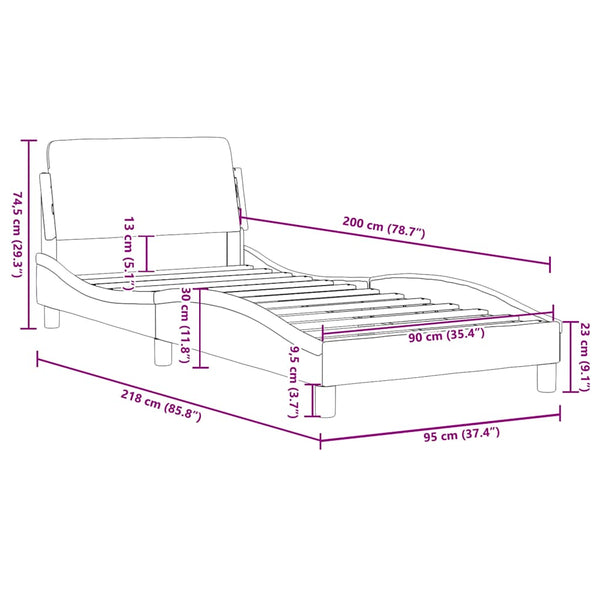 Bettgestell Dover Dunkelgrau 90x200 cm Samt