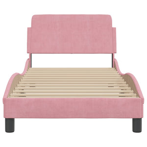 vidaXL Cadre de lit avec tête de lit « Dover » rose 90x200 cm velours