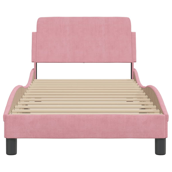 vidaXL Cadre de lit avec tête de lit « Dover » rose 90x200 cm velours