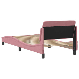 vidaXL Cadre de lit avec tête de lit « Dover » rose 90x200 cm velours