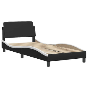 Bettgestell Dover 90x200 cm Kunstleder Schwarz/Weiß