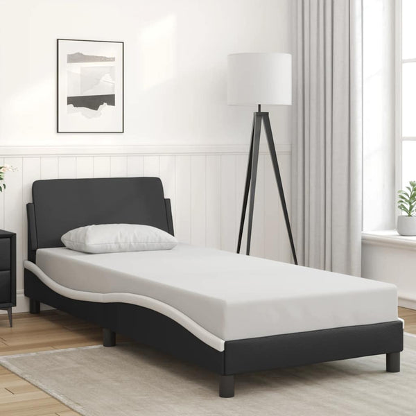 Bettgestell Dover 90x200 cm Kunstleder Schwarz/Weiß