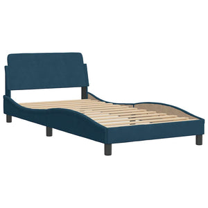 vidaXL Cadre de lit avec tête de lit "Dover" bleu 100x200 cm velours