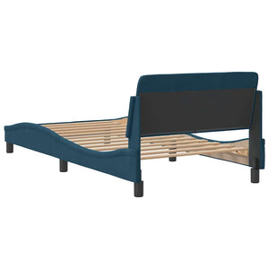 vidaXL Cadre de lit avec tête de lit "Dover" bleu 100x200 cm velours