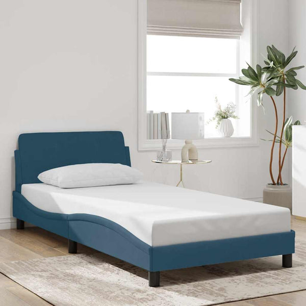 vidaXL Cadre de lit avec tête de lit "Dover" bleu 100x200 cm velours