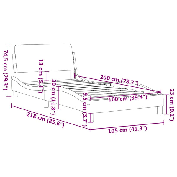 Bettgestell Dover Rosa 100x200 cm Samt