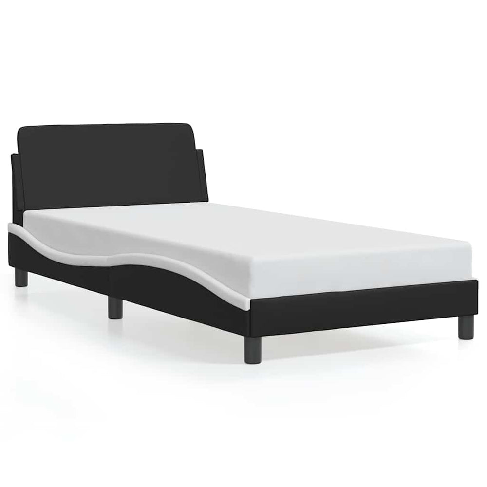 Bettgestell Dover 100x200 cm Kunstleder Schwarz/Weiß
