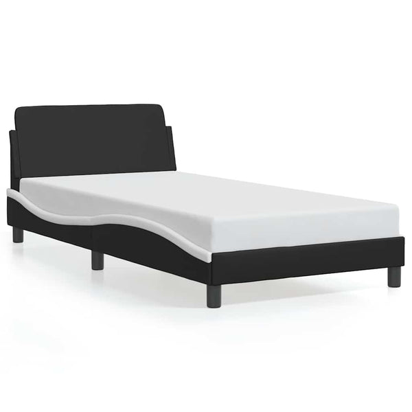 Bettgestell Dover 100x200 cm Kunstleder Schwarz/Weiß