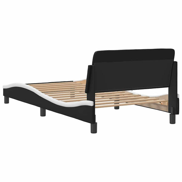 Bettgestell Dover 100x200 cm Kunstleder Schwarz/Weiß