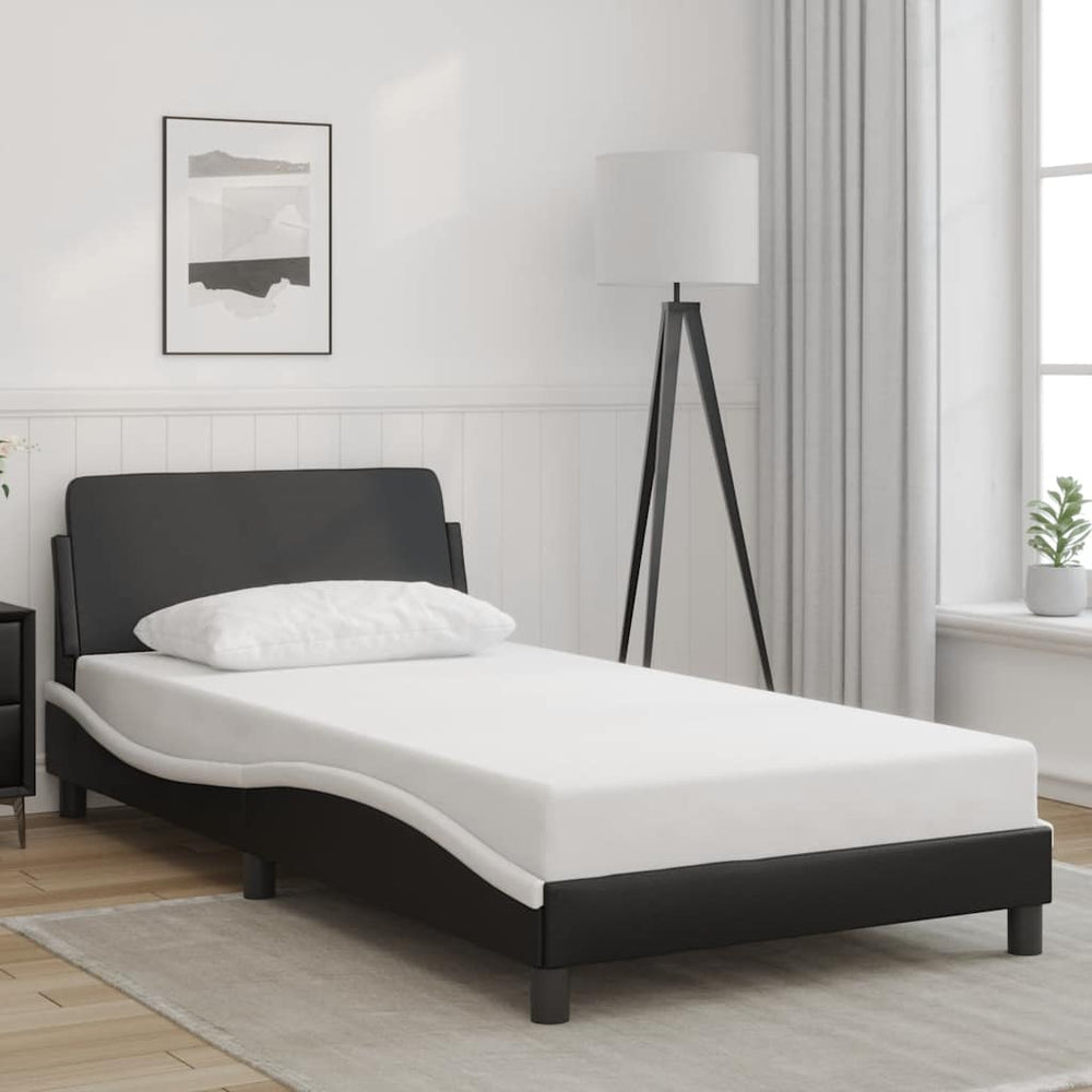 Bettgestell Dover 100x200 cm Kunstleder Schwarz/Weiß