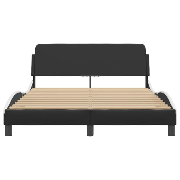 Bettgestell Dover 120x200 cm Schwarz/Weiß Kunstleder