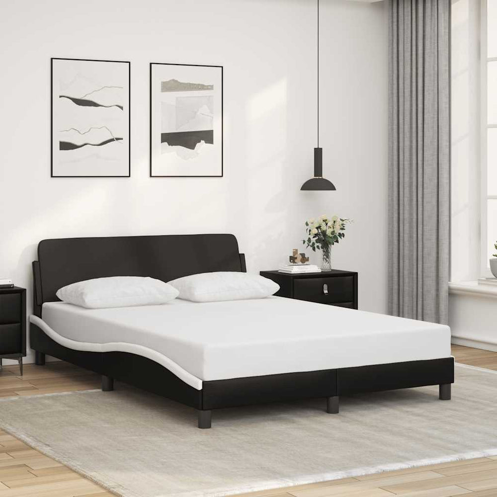 Bettgestell Dover 120x200 cm Schwarz/Weiß Kunstleder