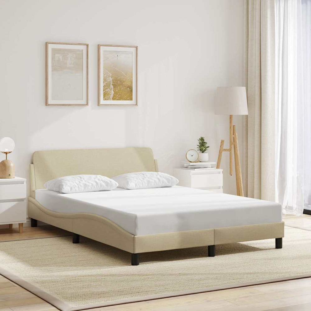 Bettgestell Creme Stoff 140x190 cm