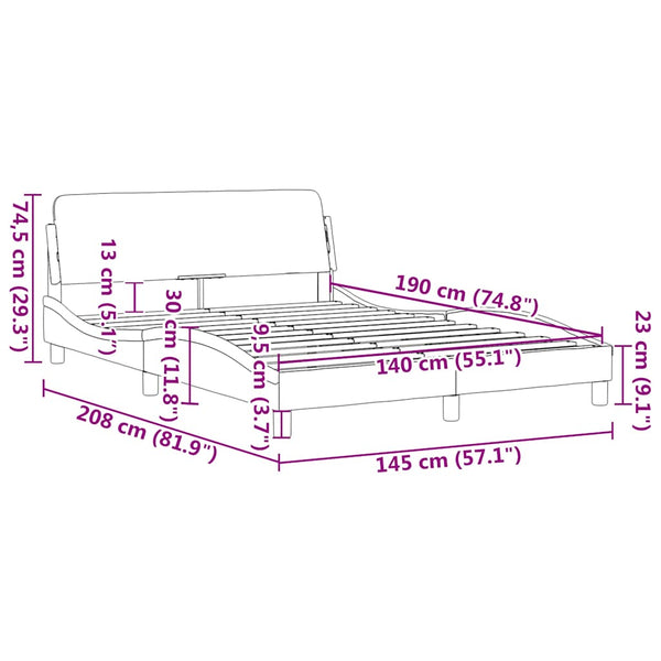 Bettgestell Rosa Samt 140x190 cm