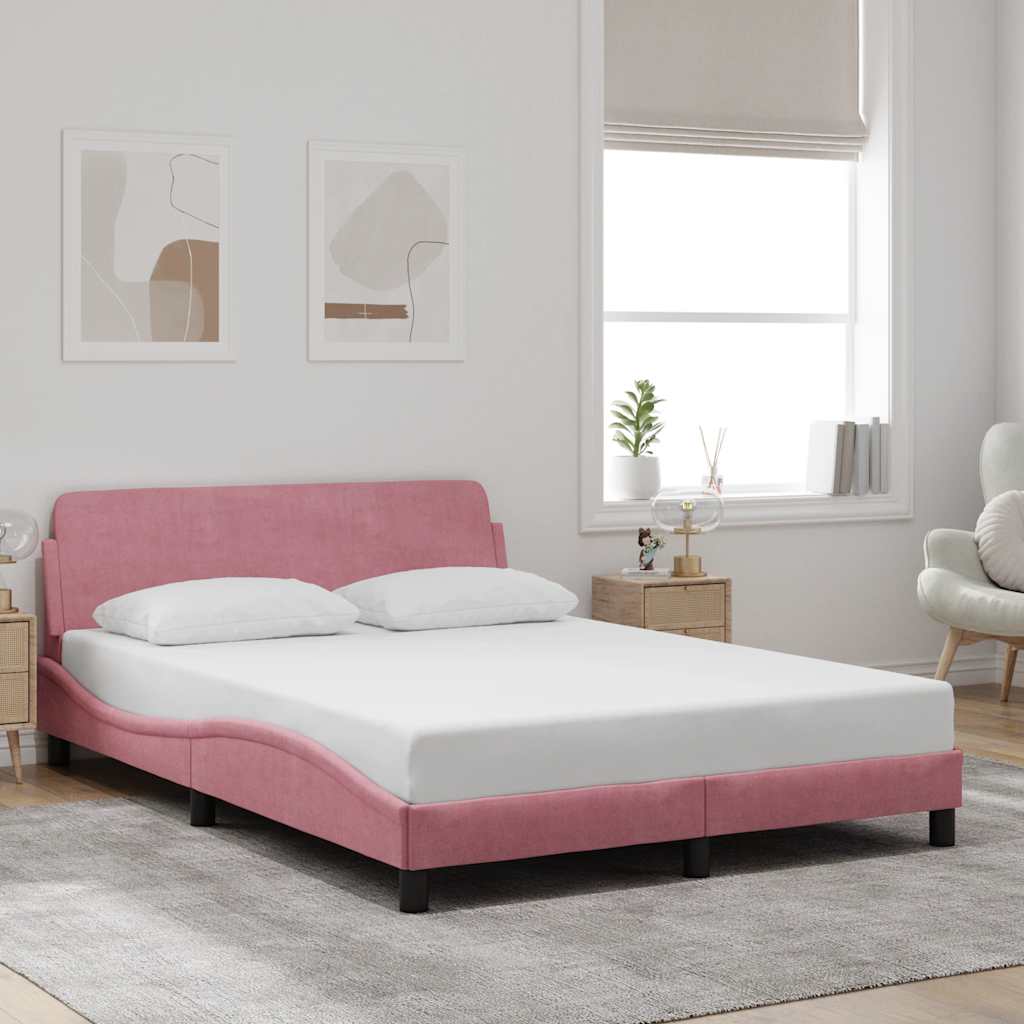 Bettgestell Rosa Samt 140x190 cm