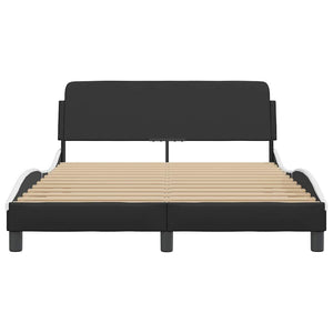 Bettgestell Dover 140x190 cm Schwarz/Weiß Kunstleder