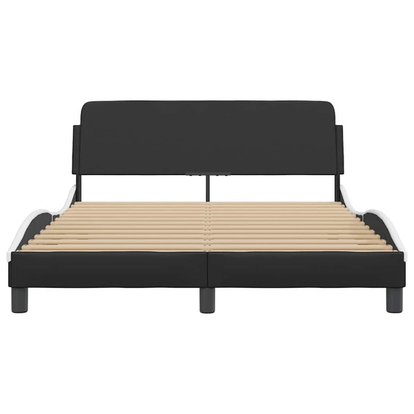 Bettgestell Dover 140x190 cm Schwarz/Weiß Kunstleder