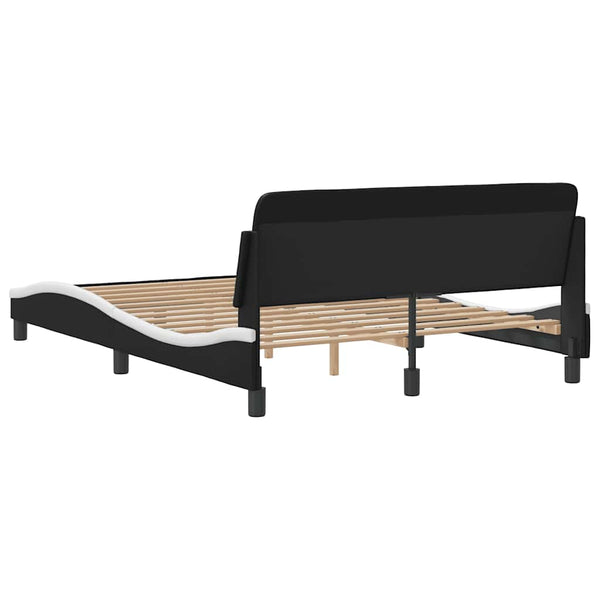 Bettgestell Dover 140x190 cm Schwarz/Weiß Kunstleder