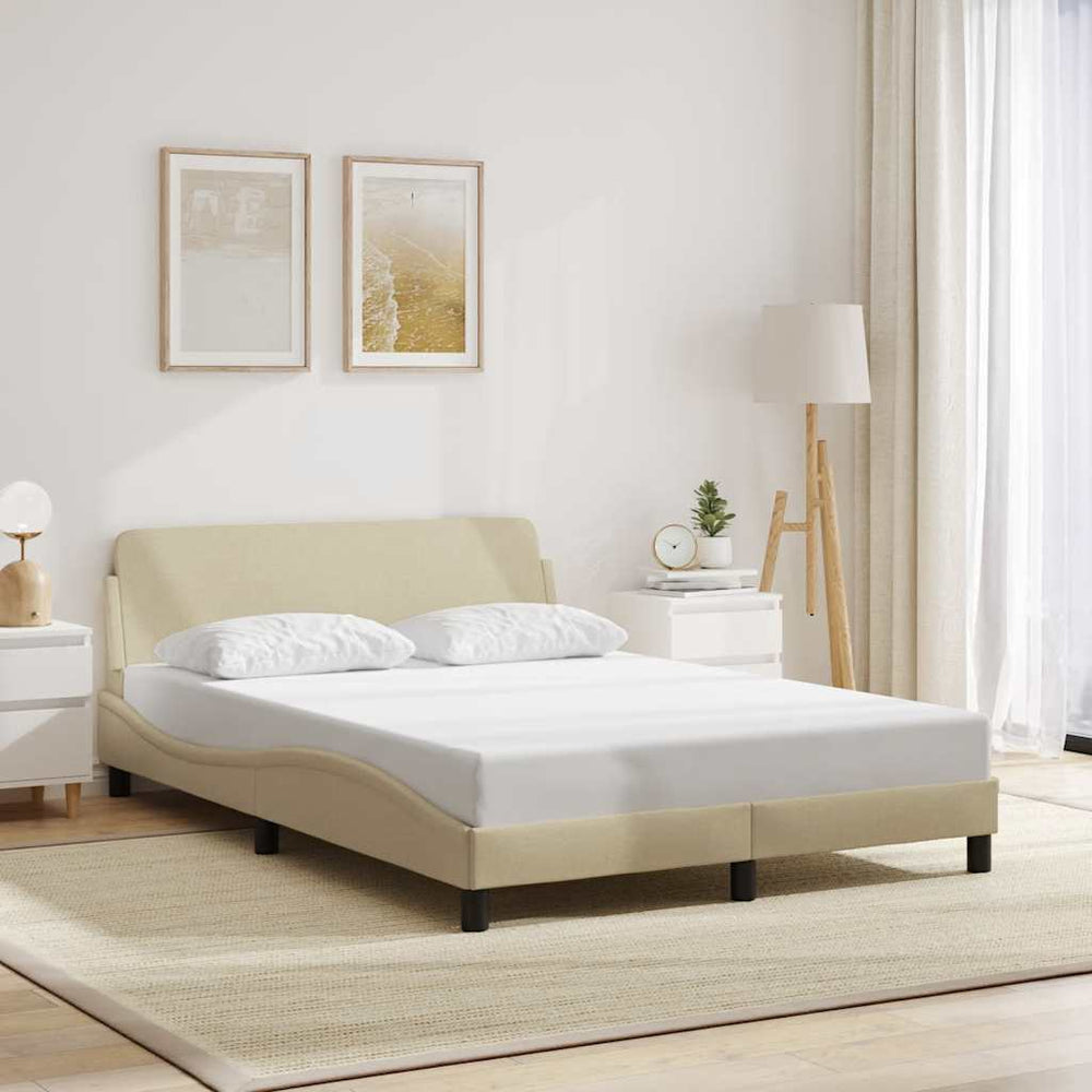 vidaXL Cadre de lit « Dover » crème 140x200 cm tissu