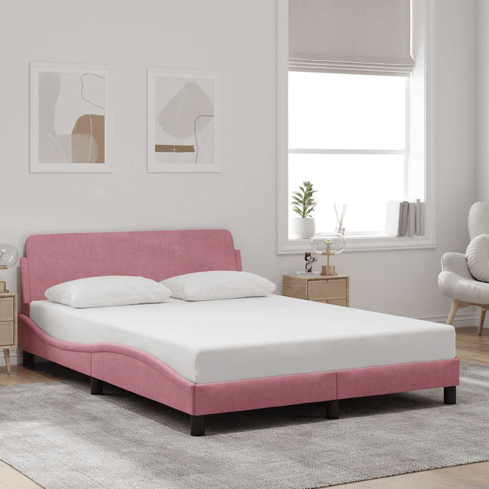Bettgestell Rosa Samt 140x200 cm