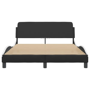 Bettgestell Dover 140x200 cm Schwarz/Weiß Kunstleder