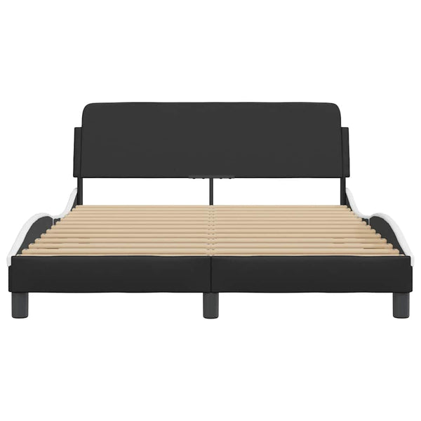 Bettgestell Dover 140x200 cm Schwarz/Weiß Kunstleder