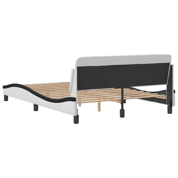 Bettgestell Dover 140x200 cm Kunstleder Weiß/Schwarz