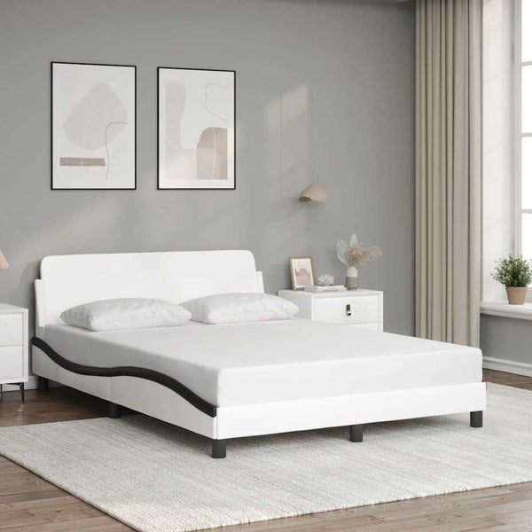 Bettgestell Dover 140x200 cm Kunstleder Weiß/Schwarz