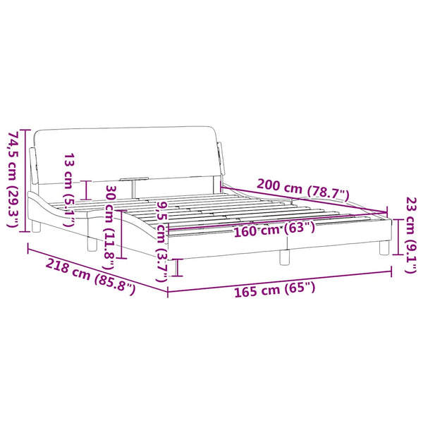 Bettgestell Creme Stoff 160x200 cm