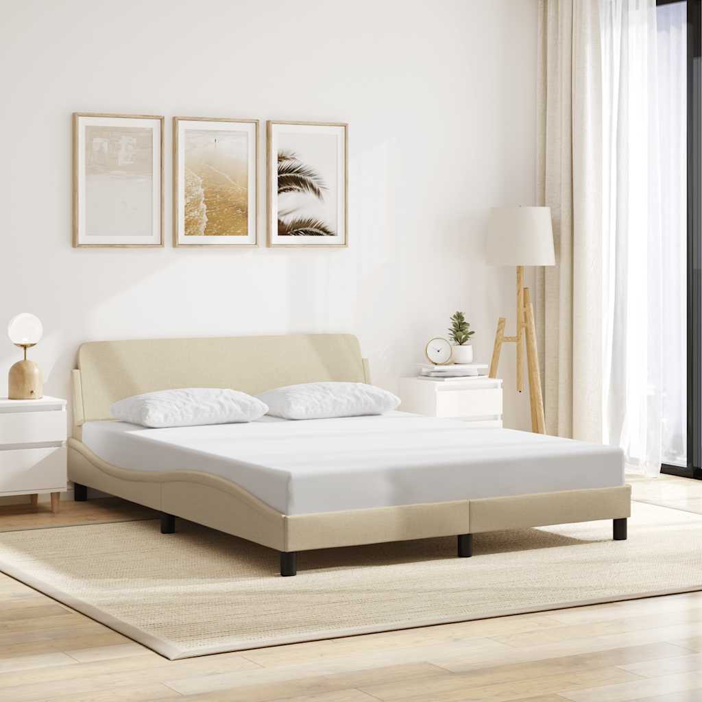 Bettgestell Creme Stoff 160x200 cm
