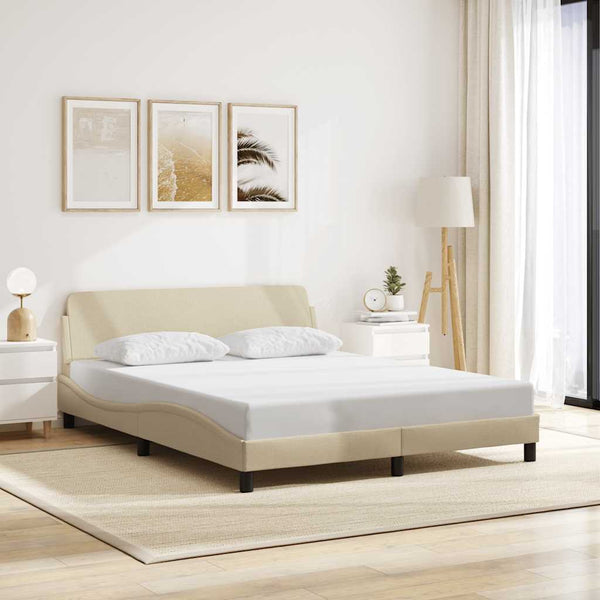 Bettgestell Creme Stoff 160x200 cm