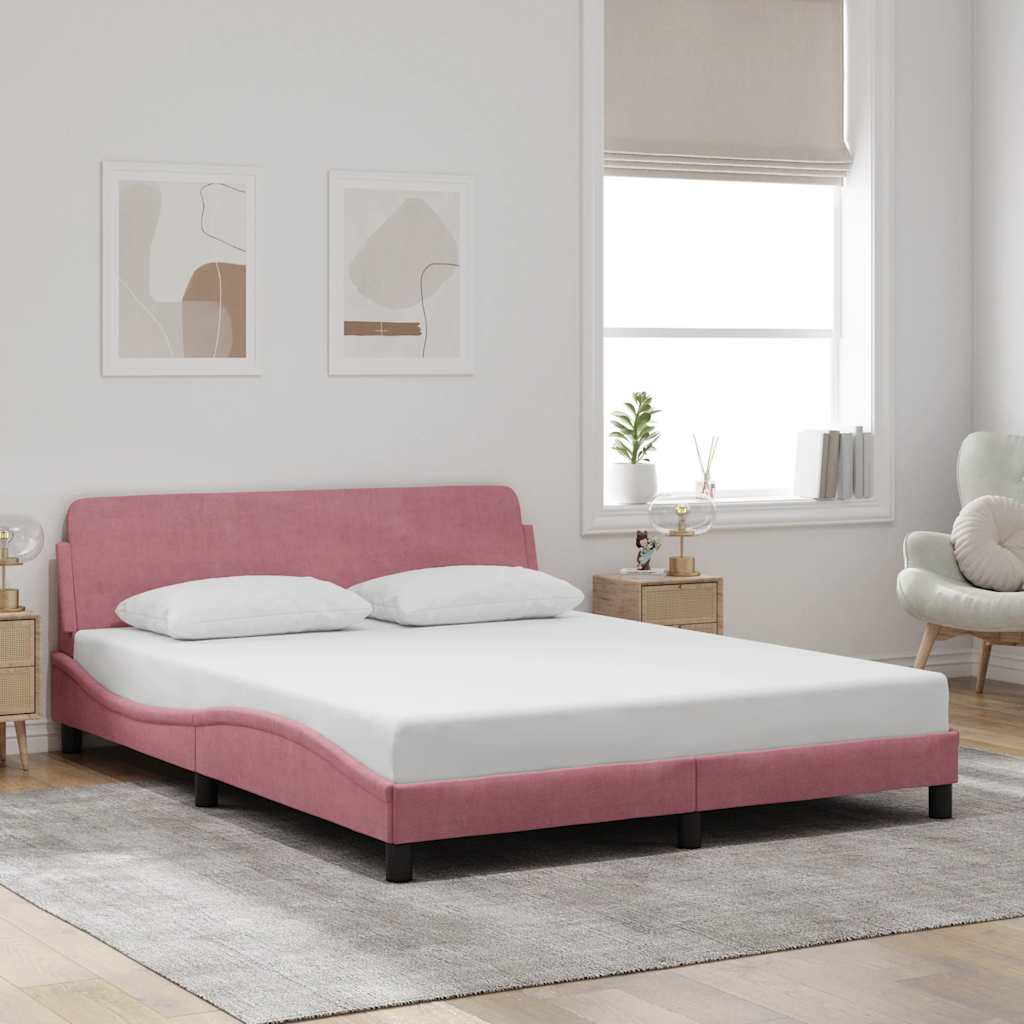 Rosa Samt Bettgestell 160x200 cm