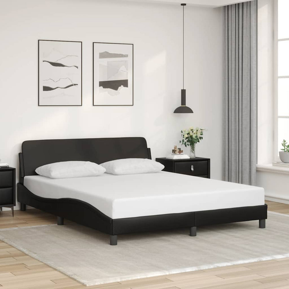 Bettgestell Dover Schwarz 160x200 cm Kunstleder
