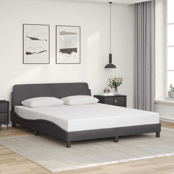Bettgestell Dover Grau 160x200 cm Kunstleder