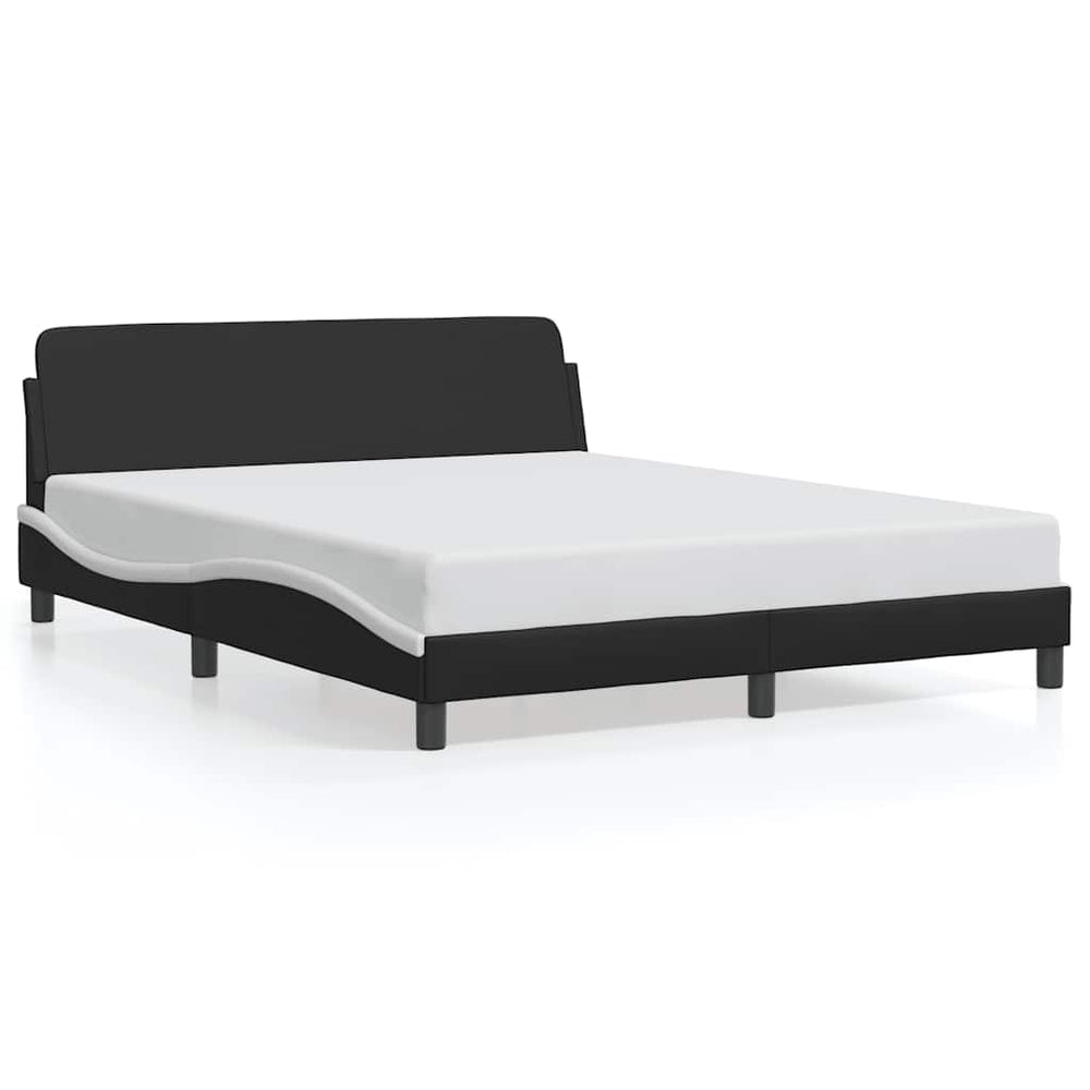 Bettgestell Dover 160x200 cm Schwarz/Weiß Kunstleder