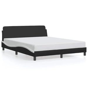 Bettgestell Dover 160x200 cm Schwarz/Weiß Kunstleder