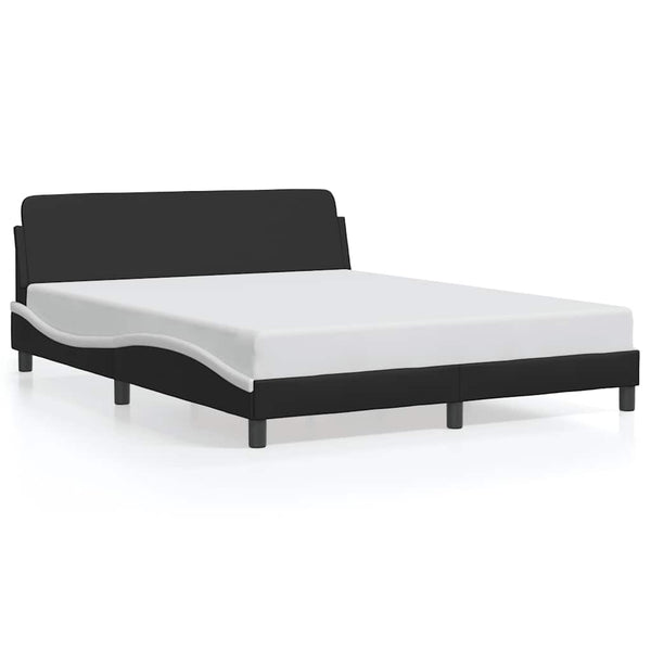 Bettgestell Dover 160x200 cm Schwarz/Weiß Kunstleder