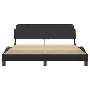 Bettgestell Dover 160x200 cm Schwarz/Weiß Kunstleder