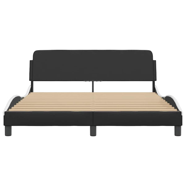 Bettgestell Dover 160x200 cm Schwarz/Weiß Kunstleder